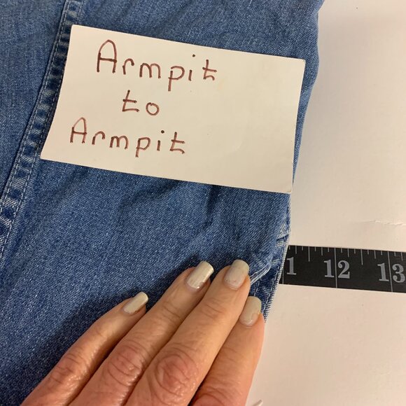 Oshkosh B'gosh Denim Blue Overall Dress Vintage Appliqued Apple & Worm Rare - Picture 7 of 8